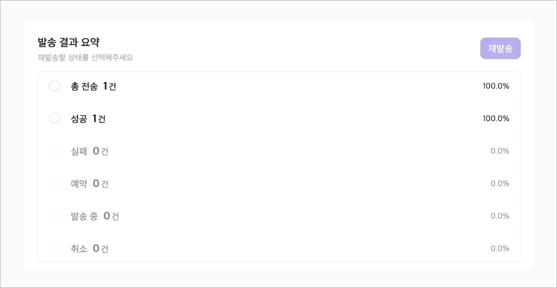 발송 결과 요약